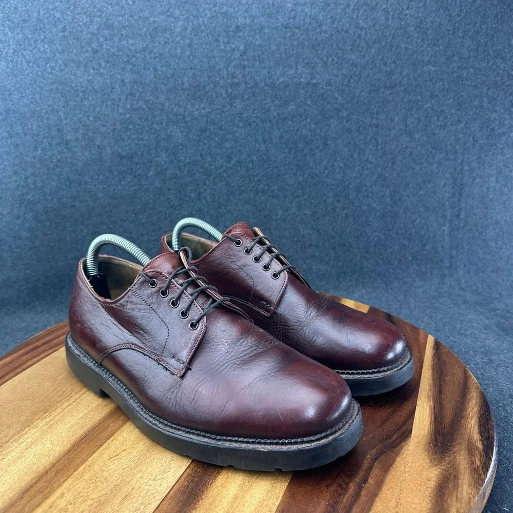 H.S. Trask & Co Mens 1101 Burgundy Bison Leather Derby Shoes Size 9 M USA Made